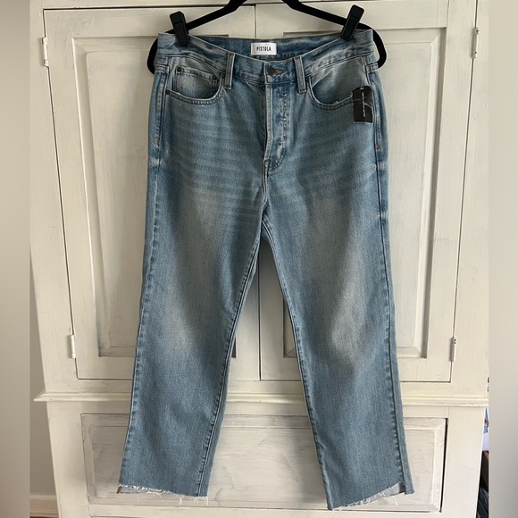 PISTOLA Charlie High Rise Straight size 29 raw hem denim - Picture 2 of 6